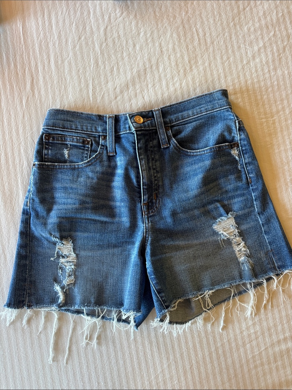JCrew Distressed Blue Denim Jean Shorts